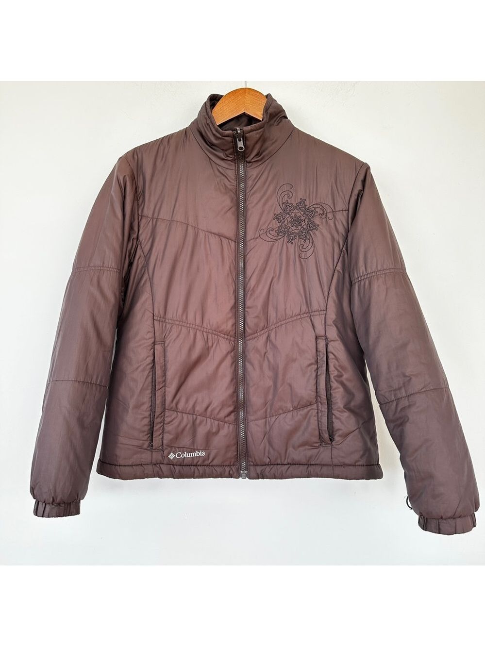 Columbia Chocolate Brown Quilted Puffer Jacket, zip front